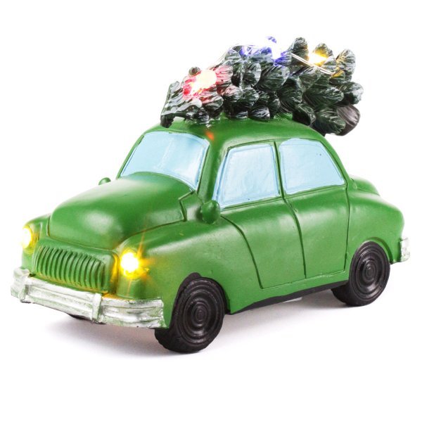 Χριστουγεννιάτικο Διακοσμητικό Αυτοκινητάκι με 6 LED, Πράσινο (12cm)